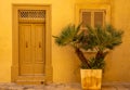 beatiful windows and doors in the street of ancient mdina town, malta