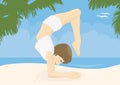 Beatiful woman practicing yoga on a beach