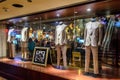 The Beatles Band Official Costumes Displayed in the Storefront of Hard Rock Cafe in Times Square, Manhattan, New York City Royalty Free Stock Photo