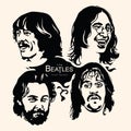 The Beatles band portrait symbolic black and white drawing