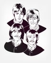 The beatles britain pop group vector sketch illustration