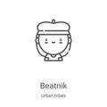 beatnik icon vector from urban tribes collection. Thin line beatnik outline icon vector illustration. Linear symbol for use on web Royalty Free Stock Photo