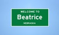 Beatrice, Nebraska city limit sign. Town sign from the USA.