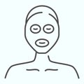 Beaty face mask thin line icon. Cosmetic mask for face vector illustration isolated on white. Skincare outline style