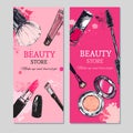 Beaty store banners. Cosmetics . Vector templates Royalty Free Stock Photo