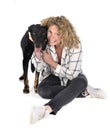Beauceron and woman Royalty Free Stock Photo