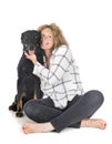 Beauceron and woman Royalty Free Stock Photo