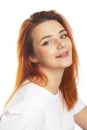 beaufitul red haired woman smiling