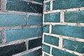 Beauitful old and weathered blue brick walls with cracks fround all over europe