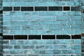 Beauitful old and weathered blue brick walls with cracks fround all over europe