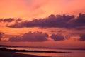 Beauitful orange sky and purple colored clouds at sunrise on beach in Sc