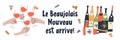 Beaujolais Nouveau has arrived, the phrase is written in French. Vector illustration Royalty Free Stock Photo