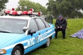 Beaulieu, Hampshire, UK - May 29 2017: Classic NYPD police patrol car and enthusiast driver in uniform