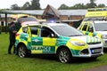 Beaulieu, Hampshire, UK - May 29 2017: Visitors looking at vintage fire engines at the 2017 999 Show at the National Motor Museum