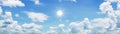 beaultiful blue sky with cloud and sun Royalty Free Stock Photo