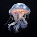 Beautiful jellyfish on a black background. Generated AI