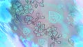 Beauteful neon colorful bright background with cute litlle decorative blue, purple flowers, hearts