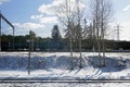 Beauteful winter seasonal landscape on a sunny day.