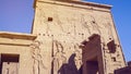 Beautfil Philae temple Egypt architecture hieroglyphic and column in  Aswan sunny blue sky Royalty Free Stock Photo