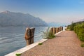 Beautful coastline of Garda lake at sunset, northern Italy