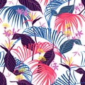 Beautical colorful exotic tropical pattern seamless for summer w