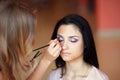 Beautician applying makeup model woman Royalty Free Stock Photo