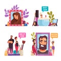 Beautician Flat Compositions Set Royalty Free Stock Photo