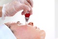 Mesotherapy microneedle, the woman at the beautician Royalty Free Stock Photo