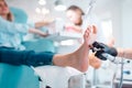 Beautician salon, foot polish procedure