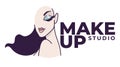 Makeup studio, beauty and fashion salon emblem