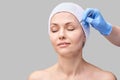 Beautician skin care. Face tweezers. Facial treatment. Woman dermatology Royalty Free Stock Photo