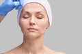 Beautician skin care. Face tweezers. Facial treatment. Woman dermatology Royalty Free Stock Photo