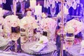 Beautidul table set for wedding reception Royalty Free Stock Photo