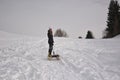 The last moments for skiing and tobogganing on the nevegal, belluno Royalty Free Stock Photo