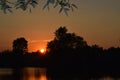 A beautifal sunset and a lake. Royalty Free Stock Photo