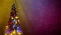 beautified christmas pine tree on colorful backdrop with free place . abstract 3D rendering