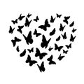 Beautifil Butterfly Heart Silhouette Isolated on White Background