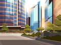 Beautifil city street sunset skyline high skyscrapers modern cityscape background flat horizontal closeup