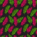 Beautifil Palm Tree Leaf  Silhouette Seamless Pattern Background Vector Illustration Royalty Free Stock Photo