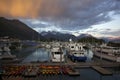 Beautifil sunset in harbor of Valdez Alaska Royalty Free Stock Photo