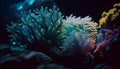 Beautifiul underwater panoramic view with tropical fish and coral reefs Royalty Free Stock Photo