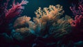 Beautifiul underwater panoramic view with tropical fish and coral reefs Royalty Free Stock Photo