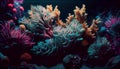 Beautifiul underwater panoramic view with tropical fish and coral reefs Royalty Free Stock Photo