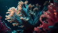 Beautifiul underwater panoramic view with tropical fish and coral reefs Royalty Free Stock Photo