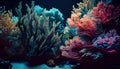 Beautifiul underwater panoramic view with tropical fish and coral reefs Royalty Free Stock Photo