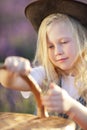 Cowgirl on lavender Royalty Free Stock Photo