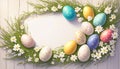 Beautifu easter card with eggs and flowers