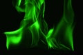 Beautifu green fire flames on a black background. Royalty Free Stock Photo