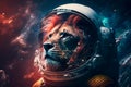 Beautiful Lion in outer space.First trip to space. Generative AI