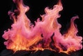 Beautifu pink fire flames on a black background Royalty Free Stock Photo